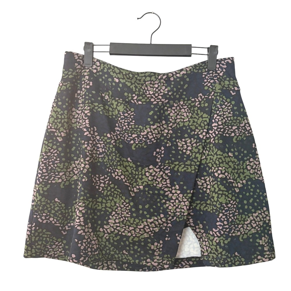 Jockey Green Pink Abstract Print Active Skort Wrap Front Mini Skirt LARGE